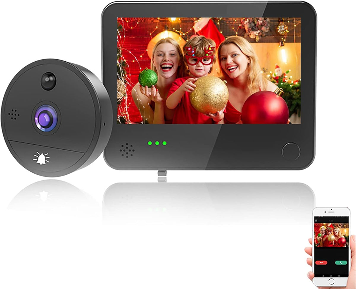 1080P WiFi Video Doorbell Peephole Camera 4.3 Inch Motion Detection D46348
