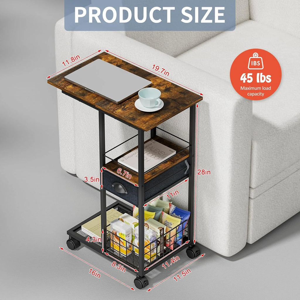 C-Shape Metal End Table with Drawer G914643