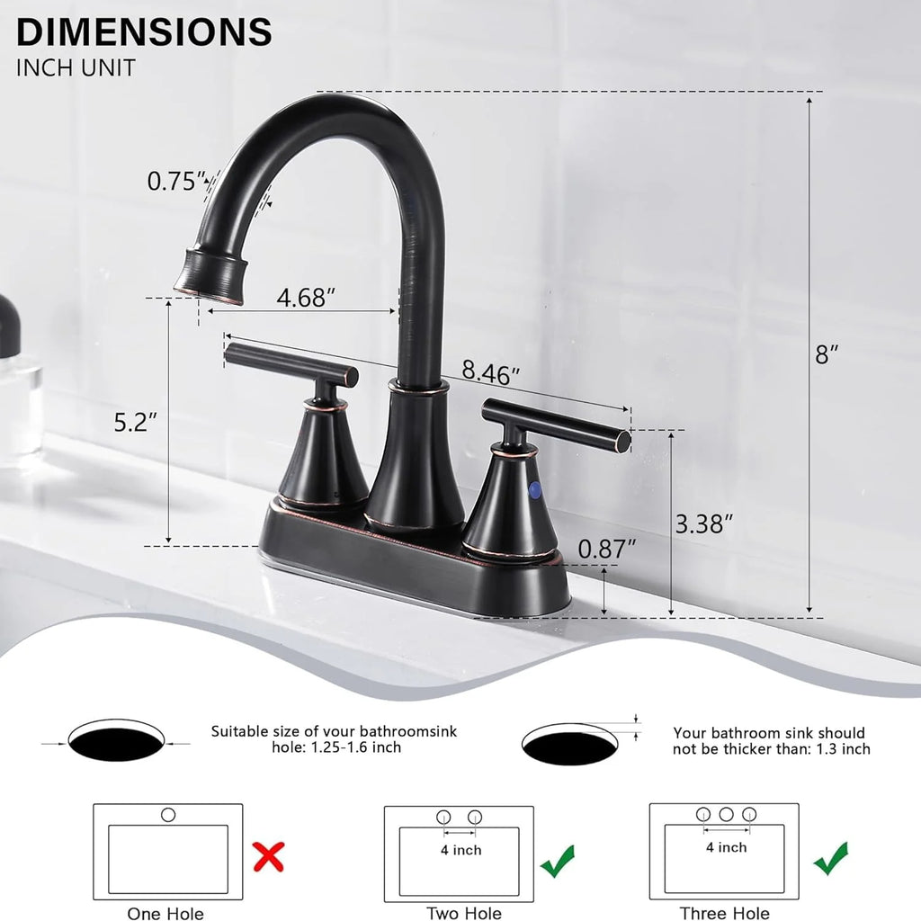 4 Inch 2 Handle Brushed Nickel Bathroom Sink Faucet A473
