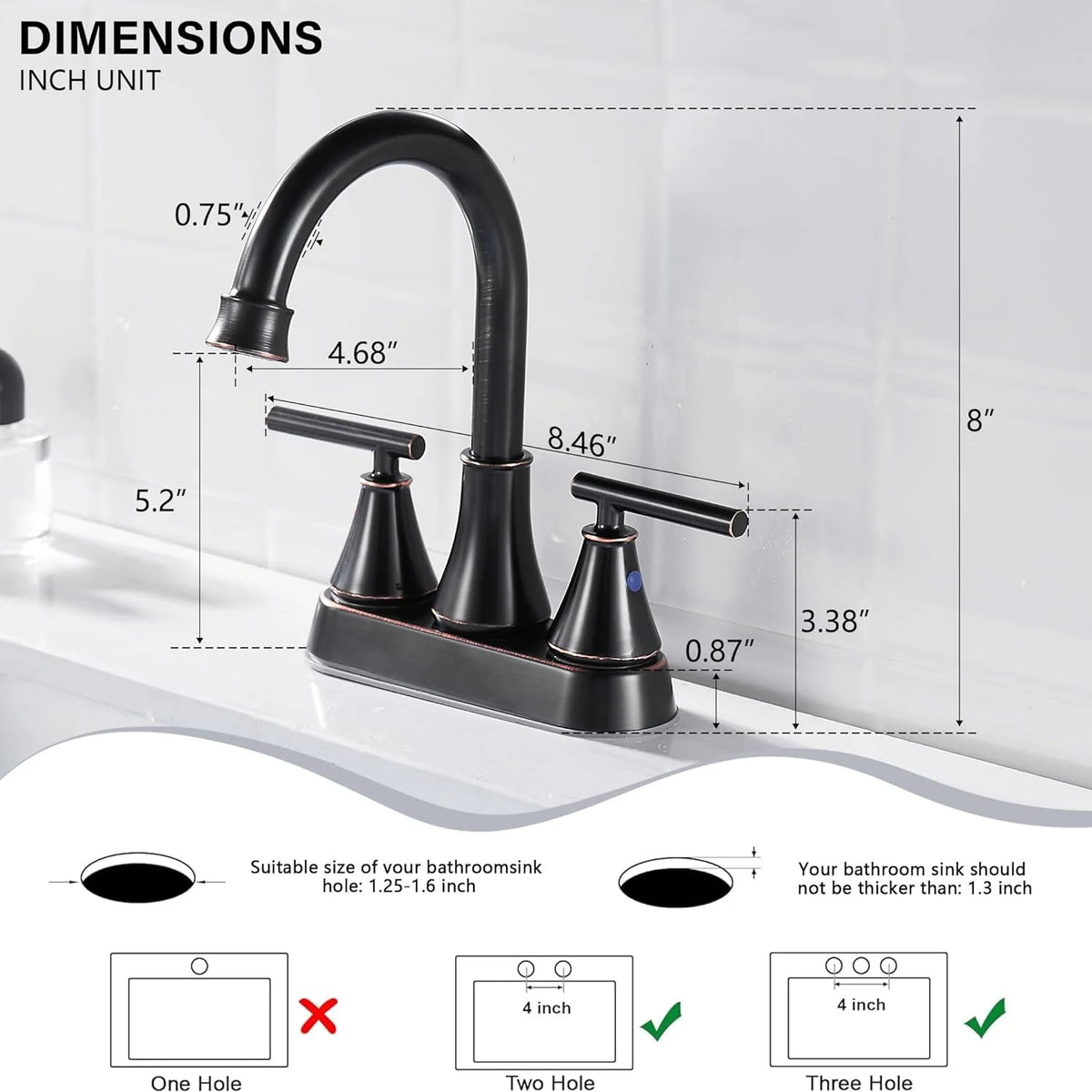 4 Inch 2 Handle Brushed Nickel Bathroom Sink Faucet A473