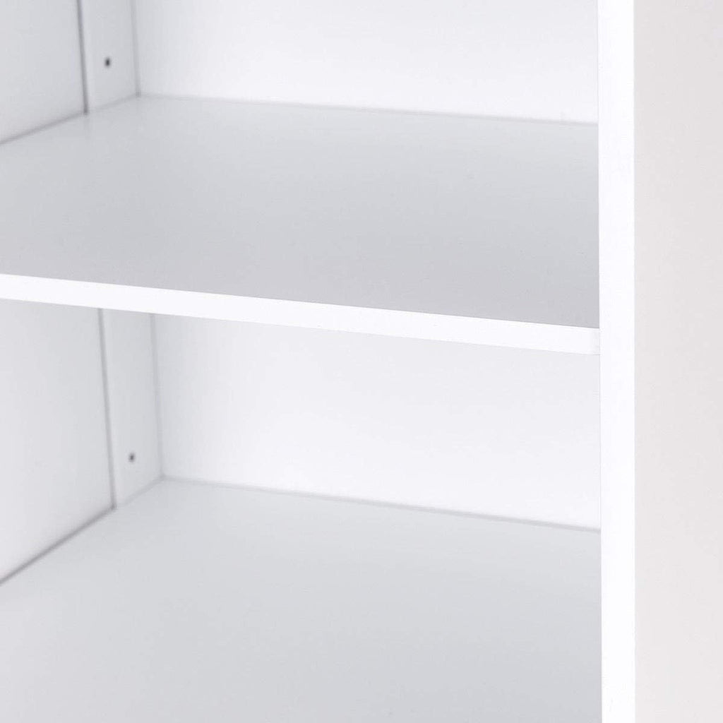 White Tall Bathroom Storage Cabinet with Door and 5 Adjustable Shelves L80097