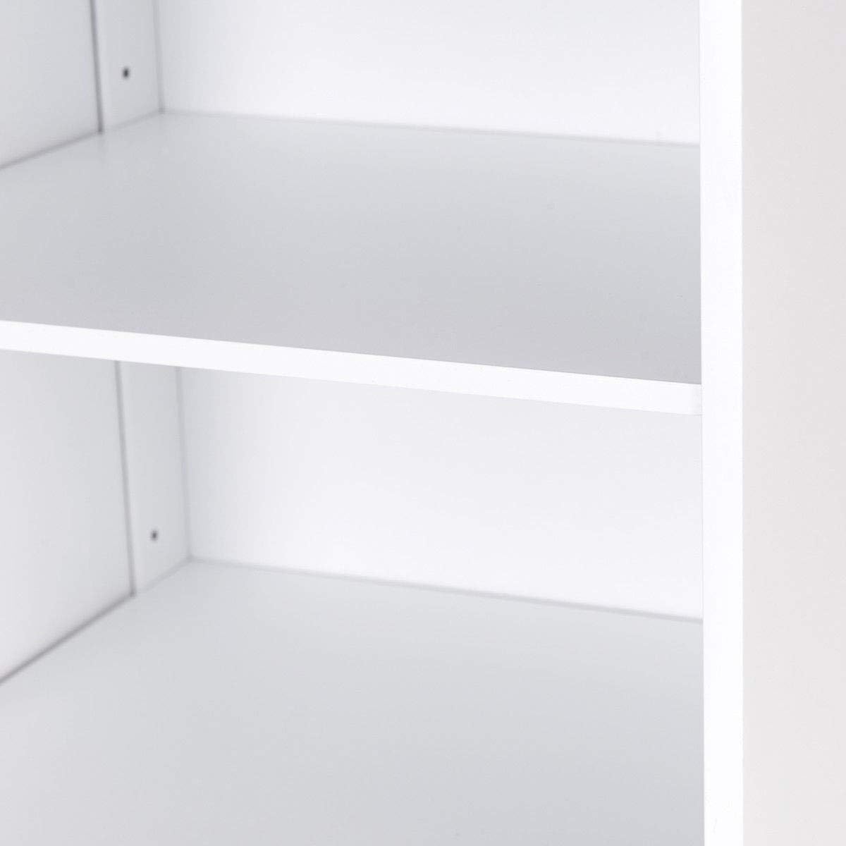 White Tall Bathroom Storage Cabinet with Door and 5 Adjustable Shelves L80097