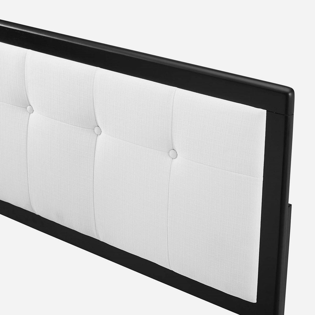 White Fabric Button Tufted Twin Size Wooden Headboard K87201