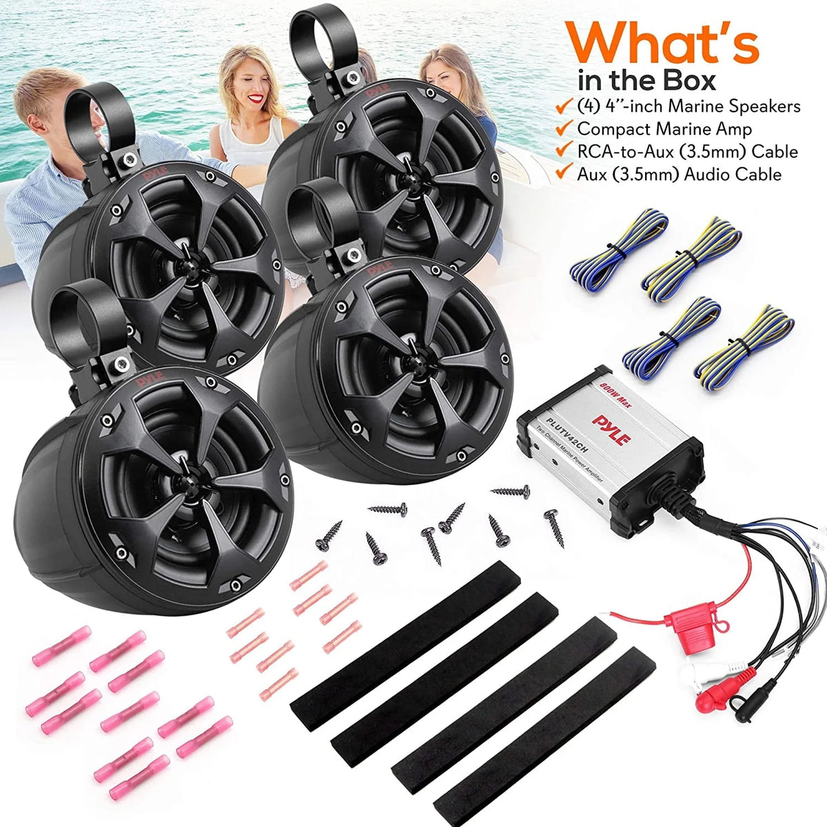 Waterproof 4 Channel Full Range Marine Speakers System L288316