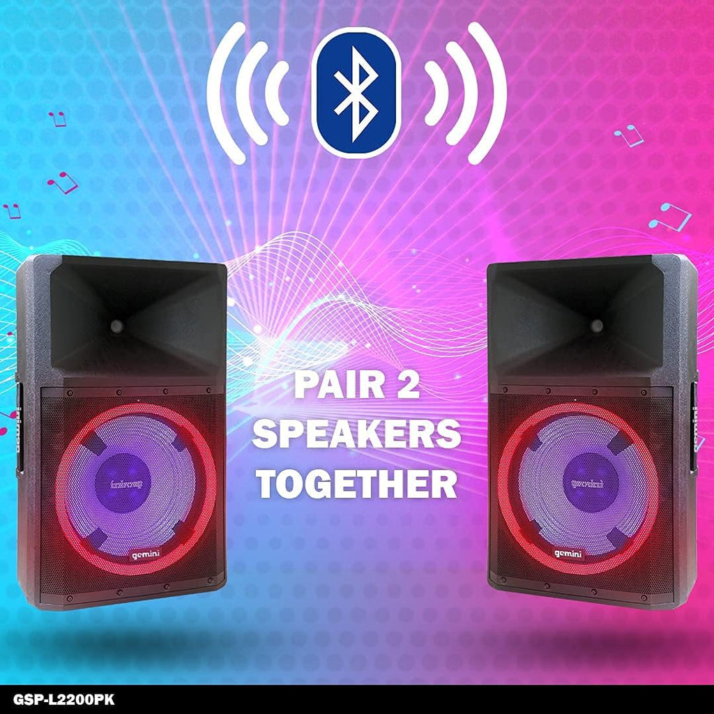 Bluetooth 2200W Peak Speaker with 15 Inch Woofer and LED Party Lights X13538