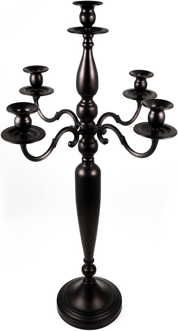 5 Arms Gold Taper Candle Holder, 28.54 Inch Tall, Pack of 2 U366310