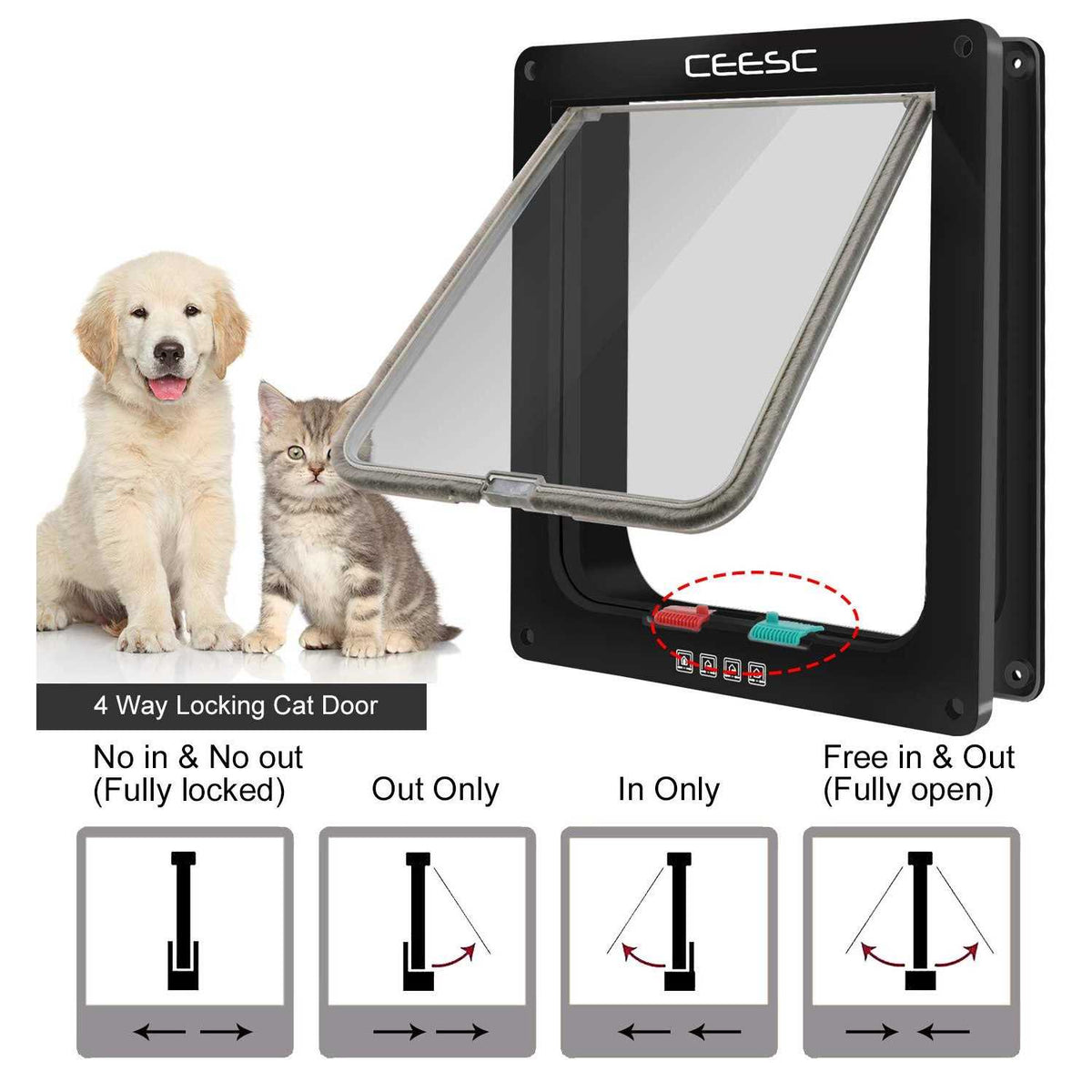 Extra Large 4 Way Locking Cat Door Q837528