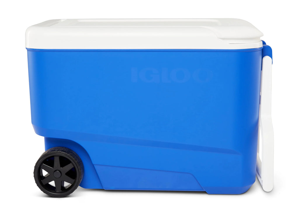 38 QT. Hard-Sided Ice Chest Cooler with Wheels, Blue Q589479