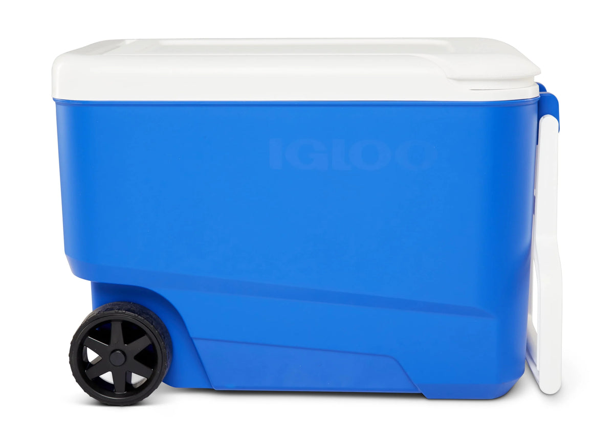 38 QT. Hard-Sided Ice Chest Cooler with Wheels, Blue Q589479