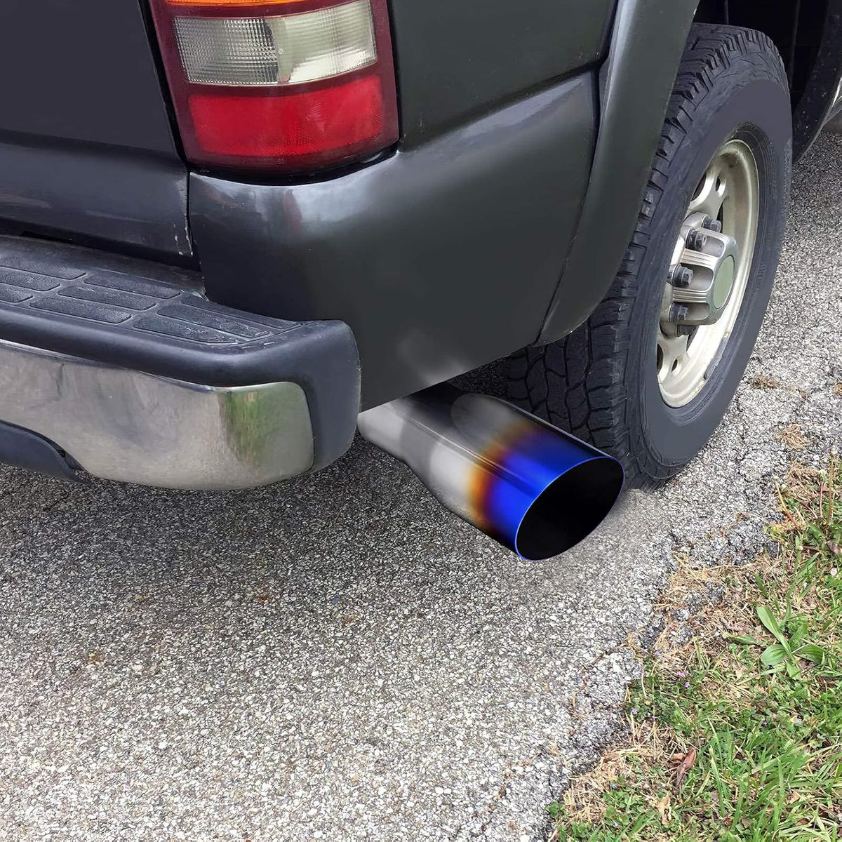 2.5 Inch Inlet Blue Burnt Stainless Steel Exhaust Tip, 2 Pack T559