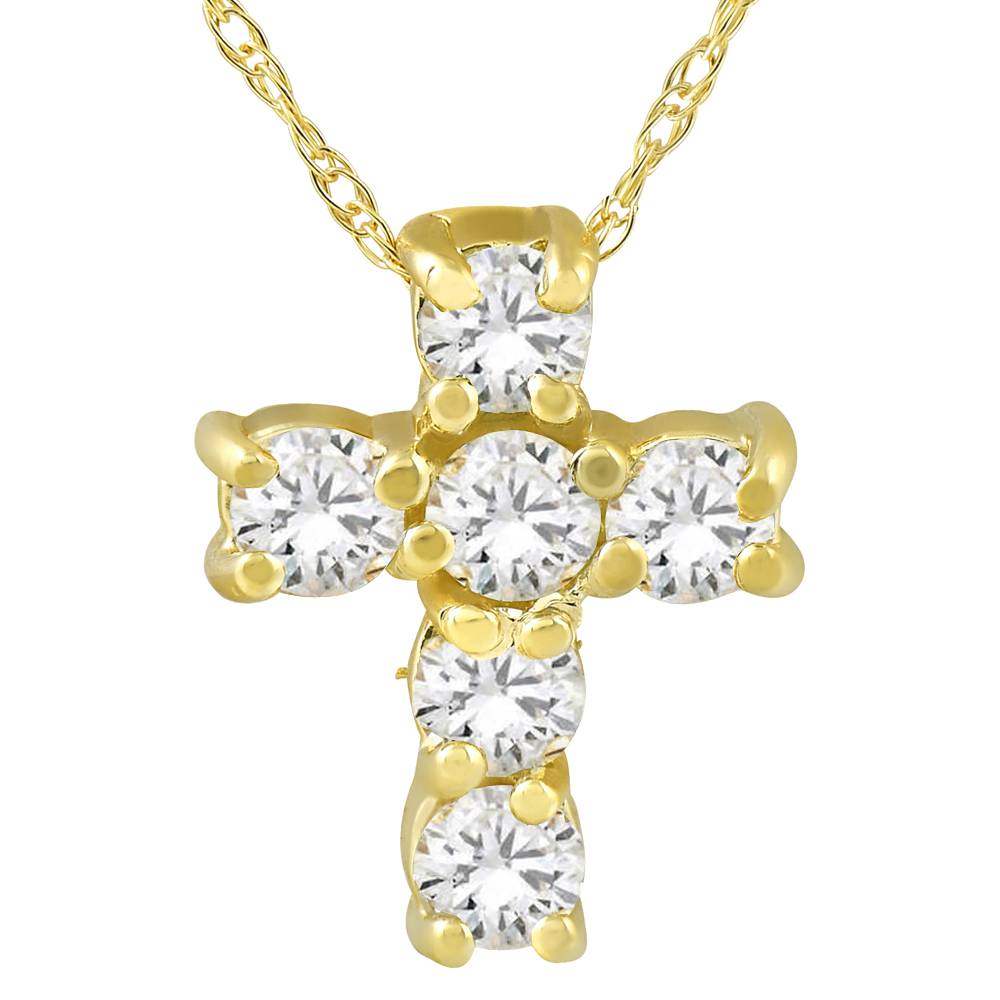 1/2CT Diamond Petite Cross & Chain P670