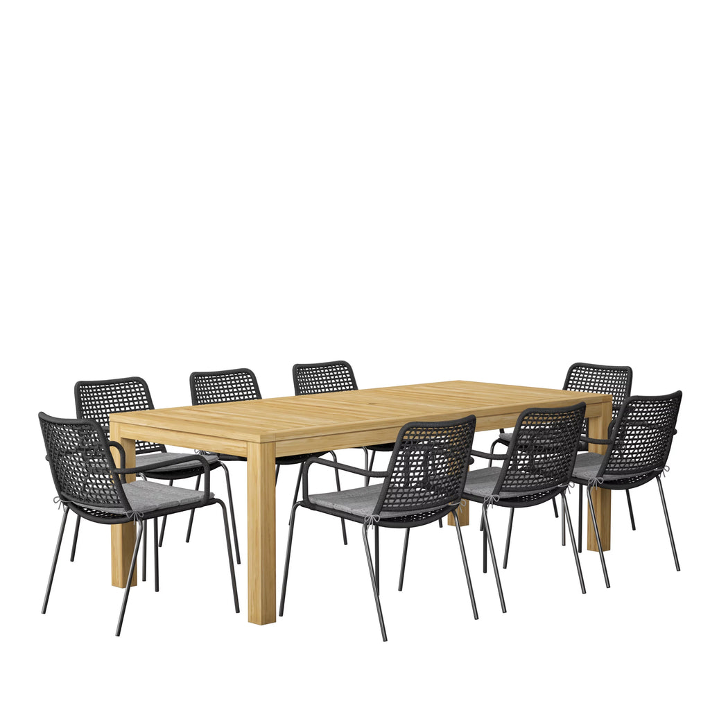 9 Pieces Teak Rectangular Outdoor Dining Set K206