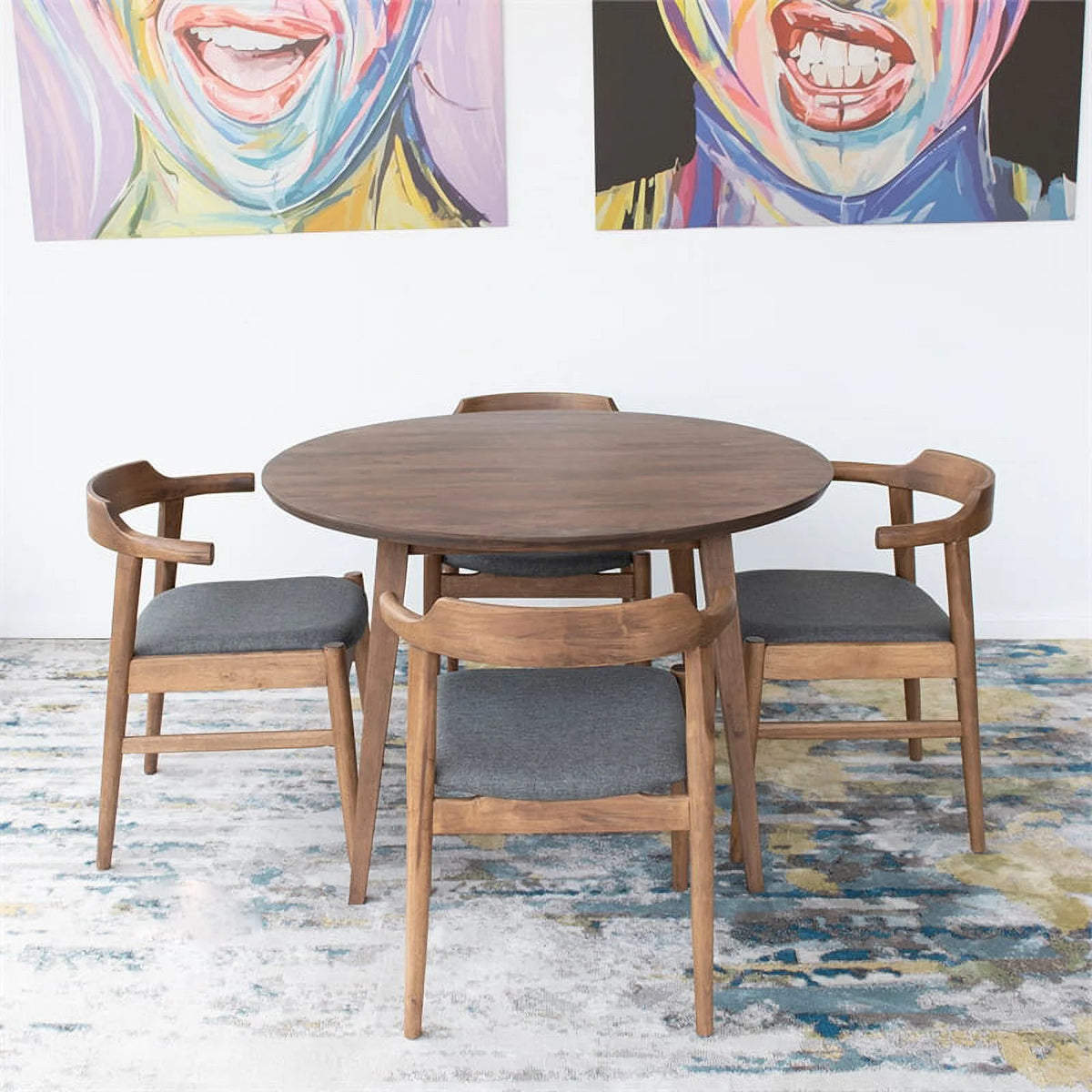 Solid Wood Walnut Dining Table and Chairs for 4 J18798
