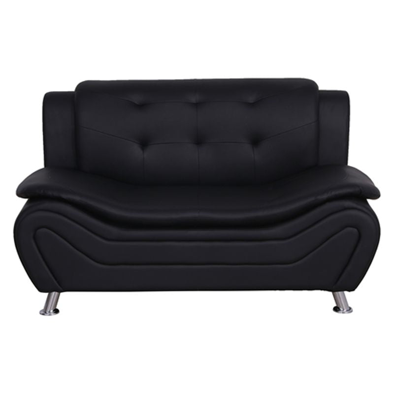 3-Piece Faux Leather Loveseat and 2 Club Chairs in Black U33107