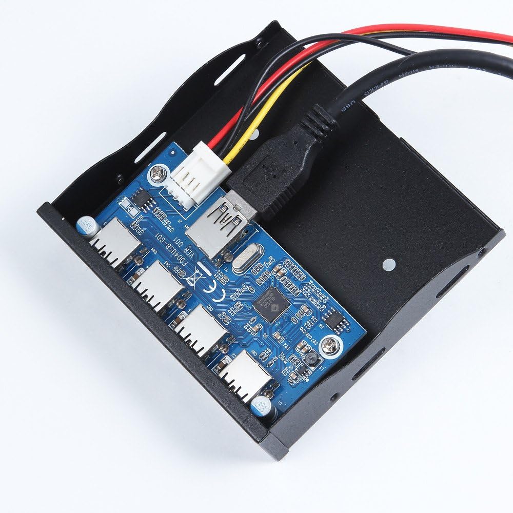 USB 3.0 4-Ports 3.5 inch Metal Front Panel USB Hub with 15 Pin SATA Power Connector O73074