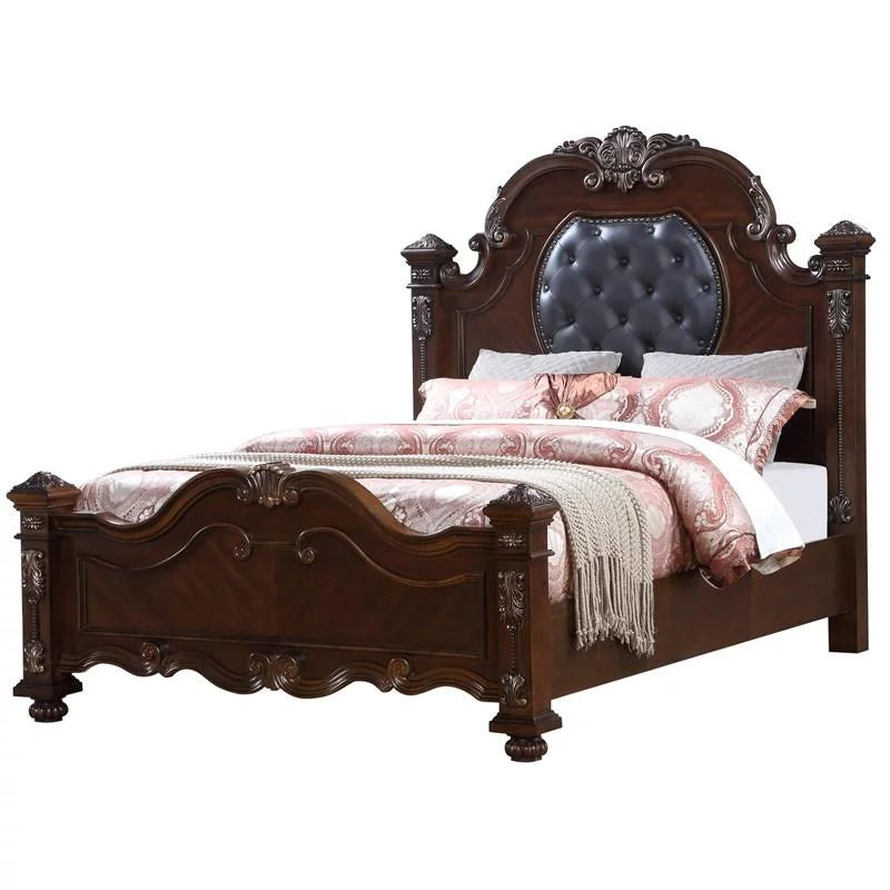 Queen Bedroom Set 5Pcs Cherry Finish Wood S727929