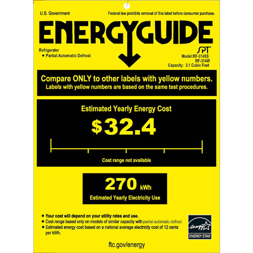 3.1 Cu Ft Two Door Refrigerator C133080