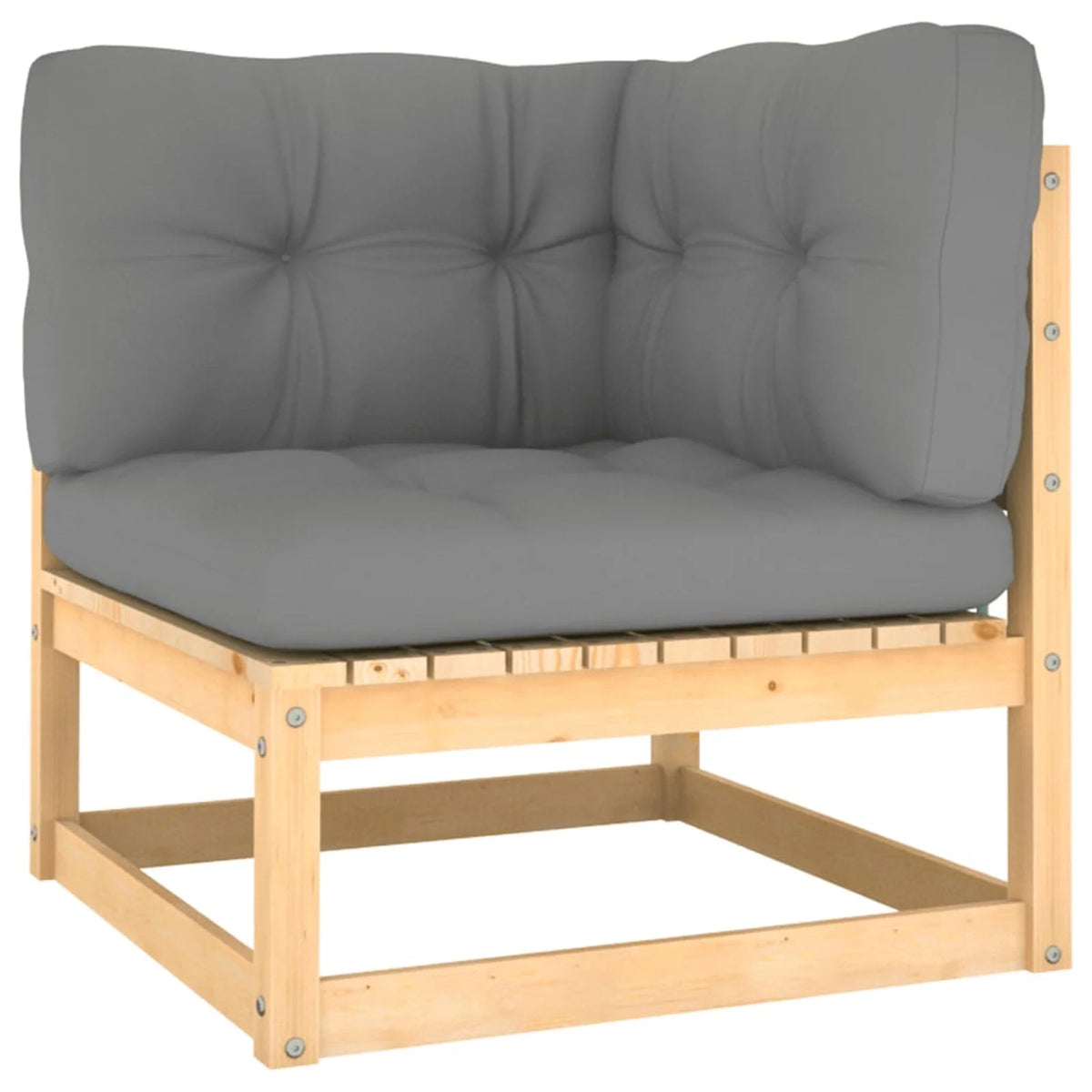 11 Piece Patio Lounge Set with Gray Cushion Pinewood Sectional Outdoor Furniture Set J9068