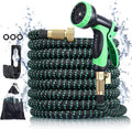 Expandable Garden Hose 100ft Heavy Duty Flexible Water Hose with 10 Function Sprayer Nozzle, 3/4 inch Solid Brass Fittings A4881