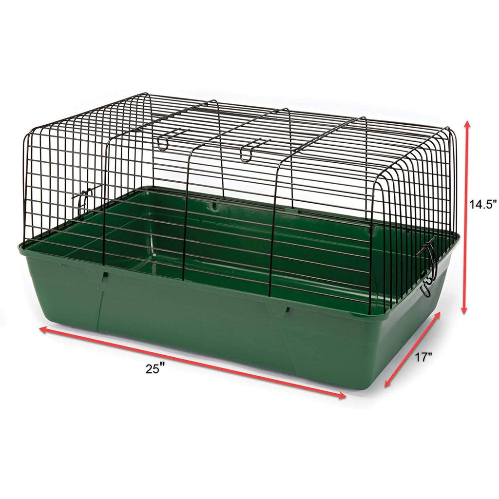 Small Animal Cage with Black Wire Body and Green Plastic B35928