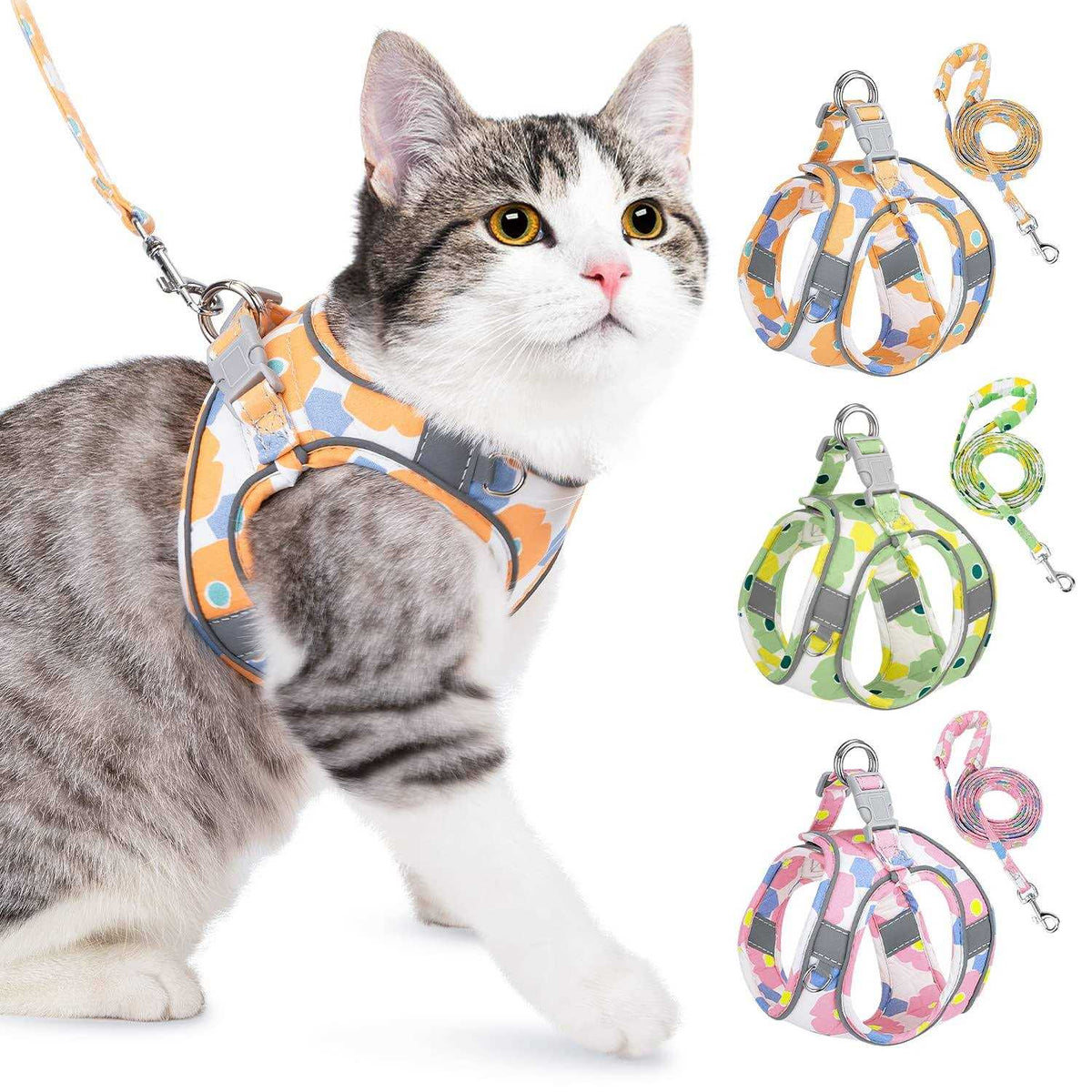 Heavy Duty Adjustable Reflective Dog Harness and Leash M71694