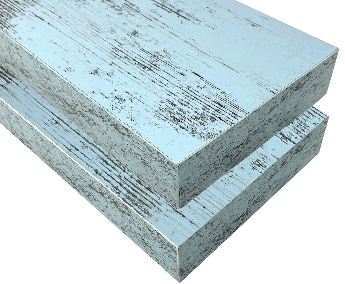 Blue 2 Pack Rustic Wood Floating Wall Shelves O93978