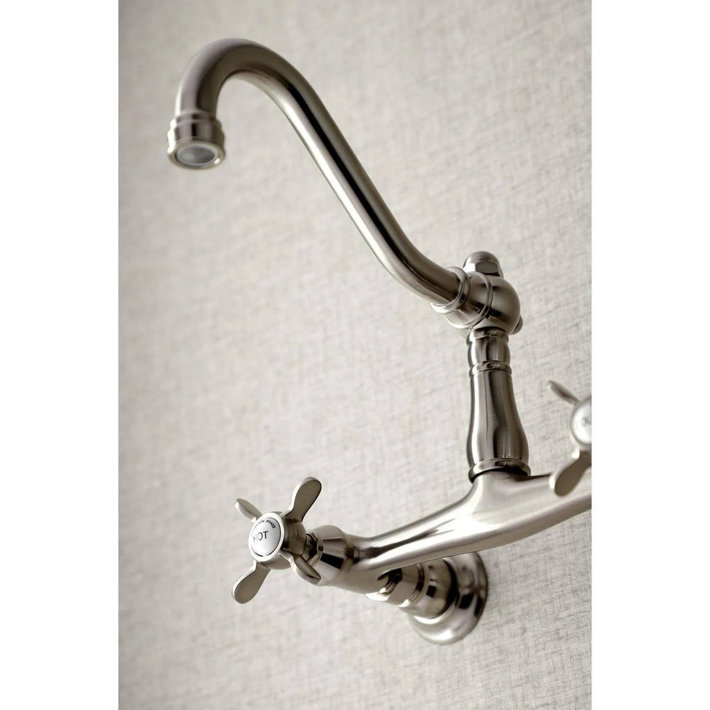 8x22 Center Wall Mount Bathroom Faucet, Brushed Nickel W6308