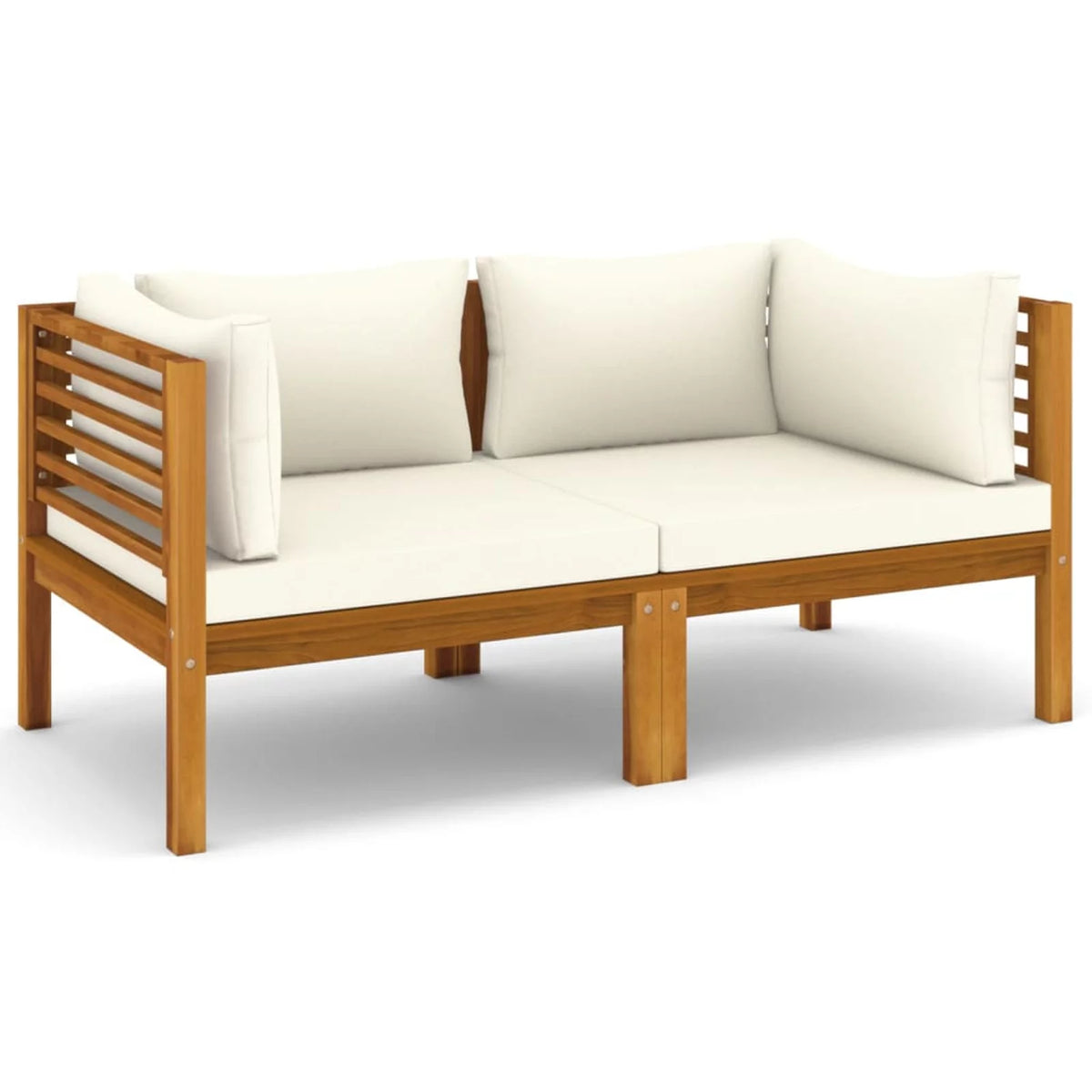 2-Seater Acacia Wood Patio Sofa with Cushion H6778