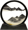 Moving Sand Art Picture Decor, 3D Deep Sea Sandscape Liquid Motion, Round Glass Frame Display Flowing Sand (Black, 7) Pack of 2 P27132
