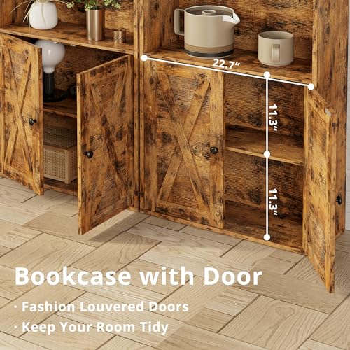 Industrial 6 Shelf Bookcase with Doors Y703