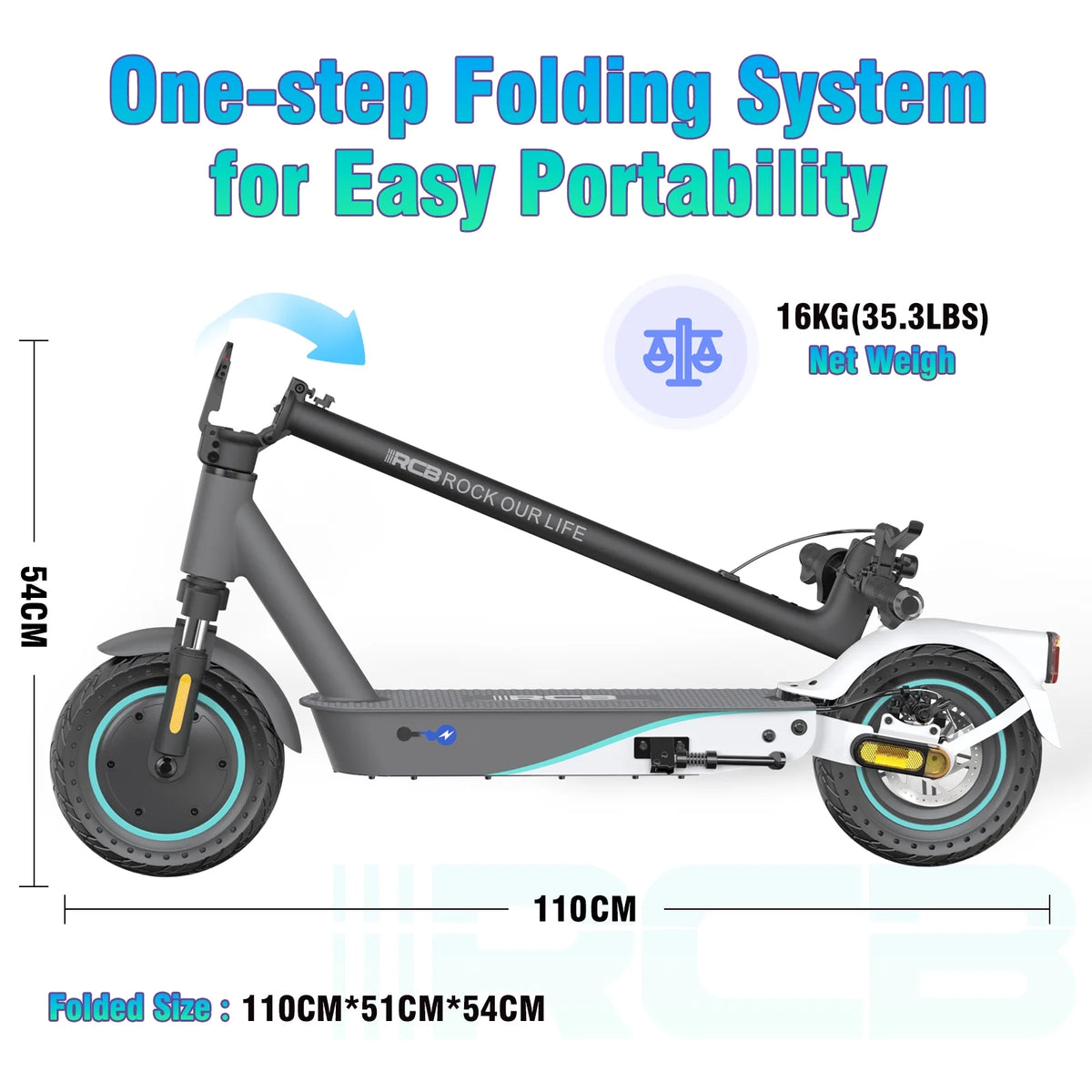 Electric Scooter with 10 Solid Tires, 500W Motor, Folding, Gray V26047
