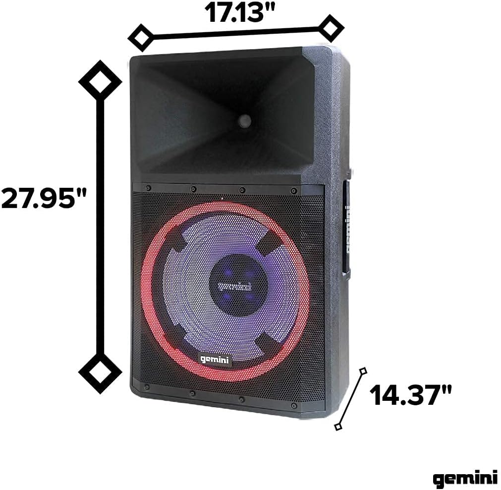 Bluetooth 2200W Peak Speaker with 15 Inch Woofer and LED Party Lights X13538