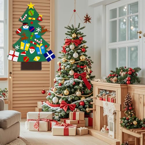 3.2 Feet Felt Christmas Tree with 32PCS Ornaments X233123