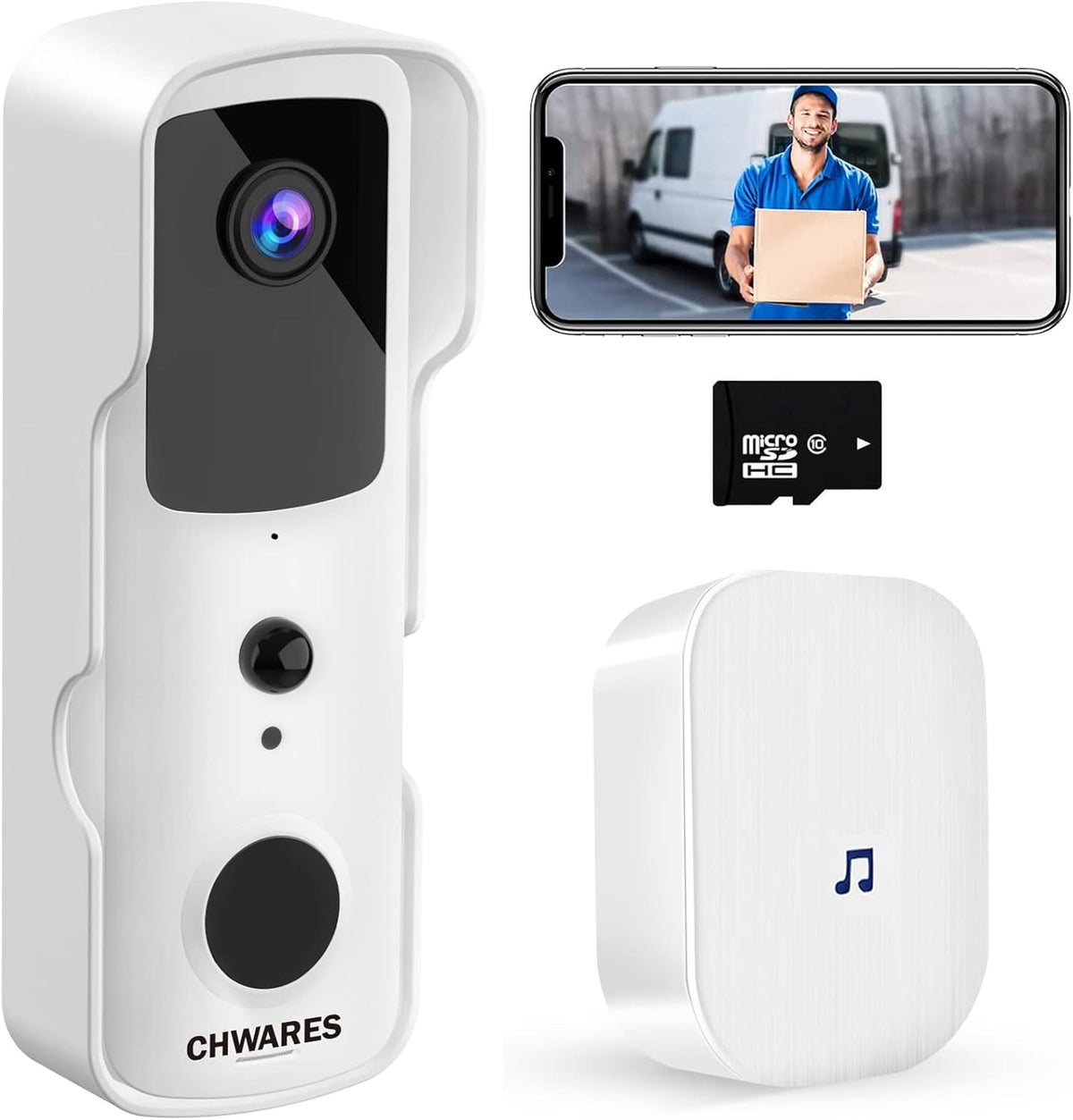 White 1080P HD Video Doorbell Camera Pack of 2 H926