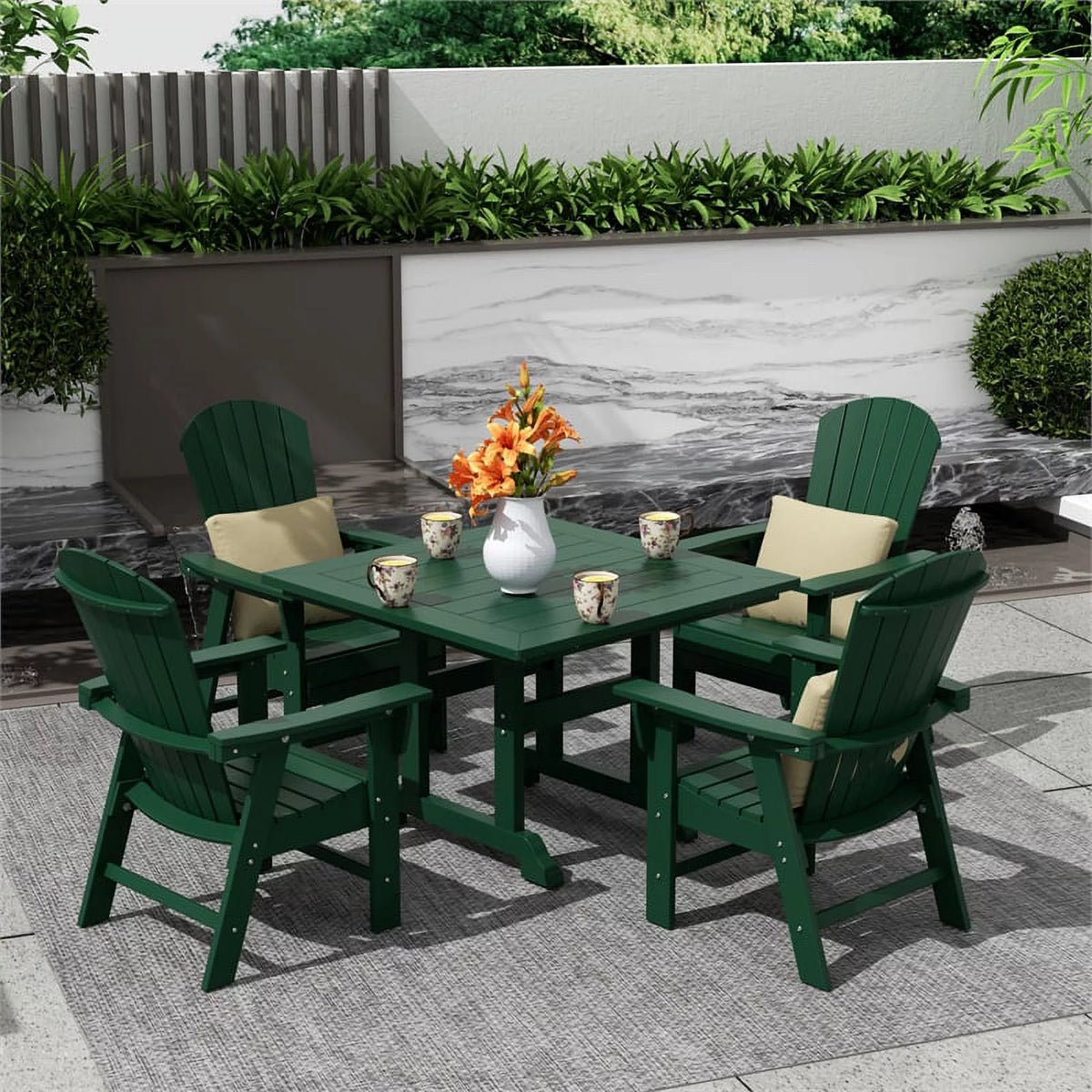 5-Piece Square Table and Adirondack Chair Dining Set X531