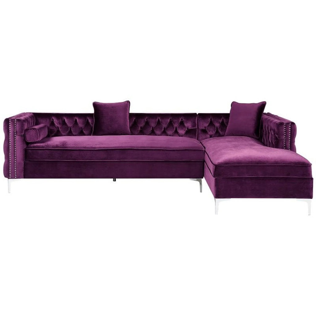 Purple Velvet Sectional Sofa with Right Facing Chaise S26475