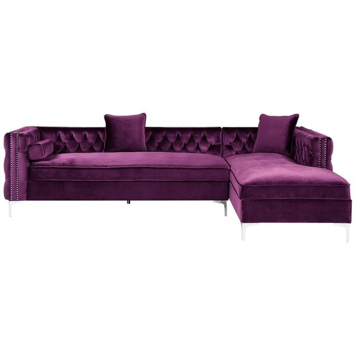 Purple Velvet Sectional Sofa with Right Facing Chaise S26475