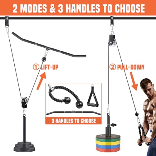 Cable Pulley System Gym with LAT Pull Down Bar and Loading Pin O450