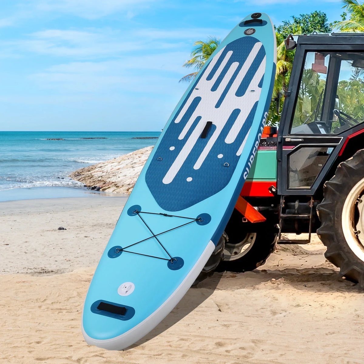 11 Ft Inflatable Stand Up Paddle Board and Sit-on Kayak Set, Non-Slip Deck SUP Paddle Board with SUP Accessories & Backpack, Blue H3989