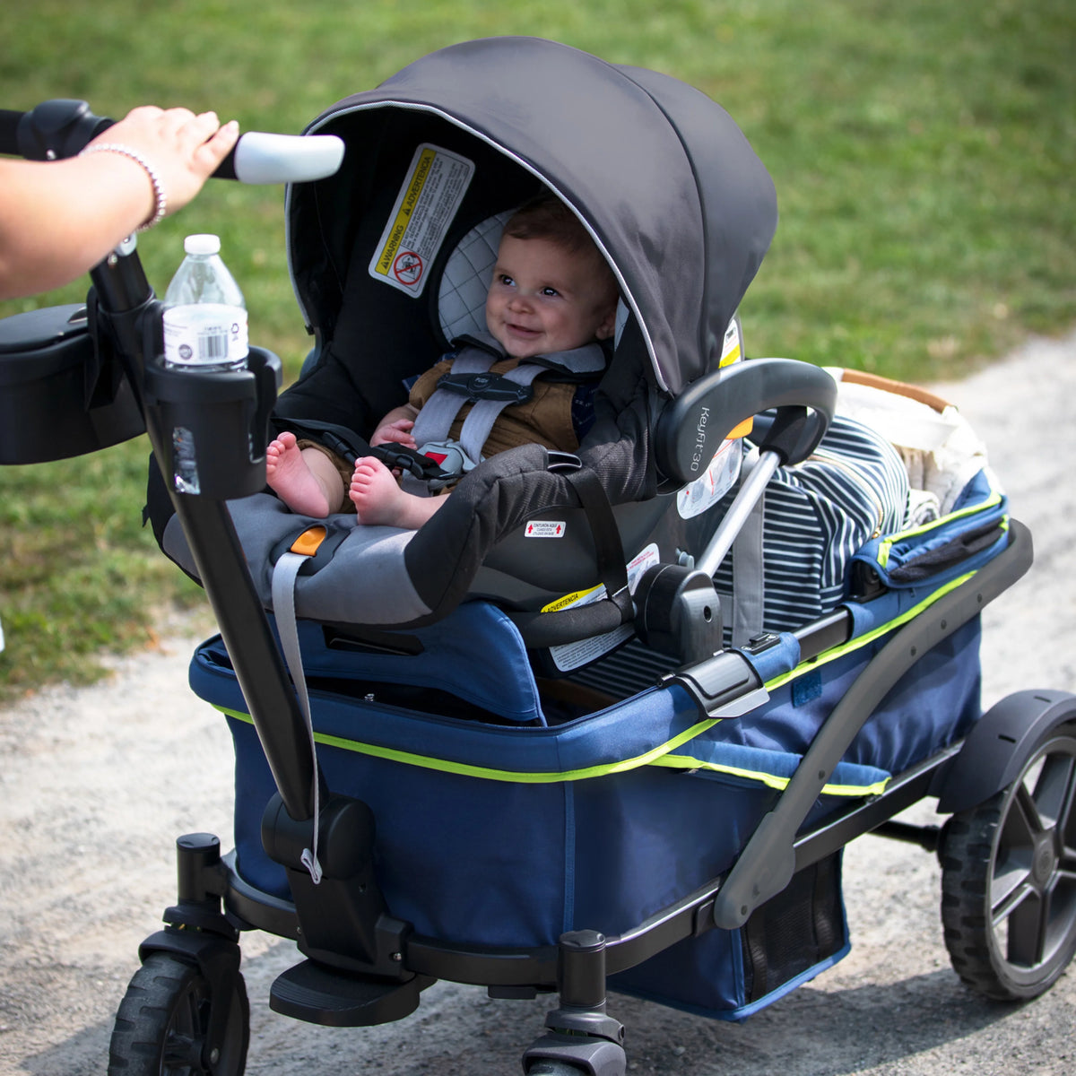 2-Seater Wagon Stroller with Rugged Wheels and Removable Canopy L933602