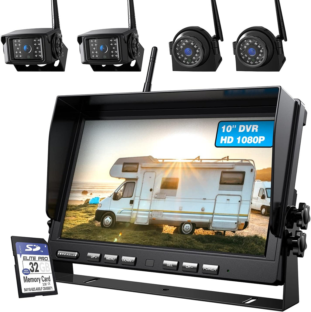 Wireless 3 Backup Camera System with 7 Inch DVR Touch Monitor, HD 1080P Digital Signal Wireless Rear View Camera Kit for RV Truck Trailer Camper P31379