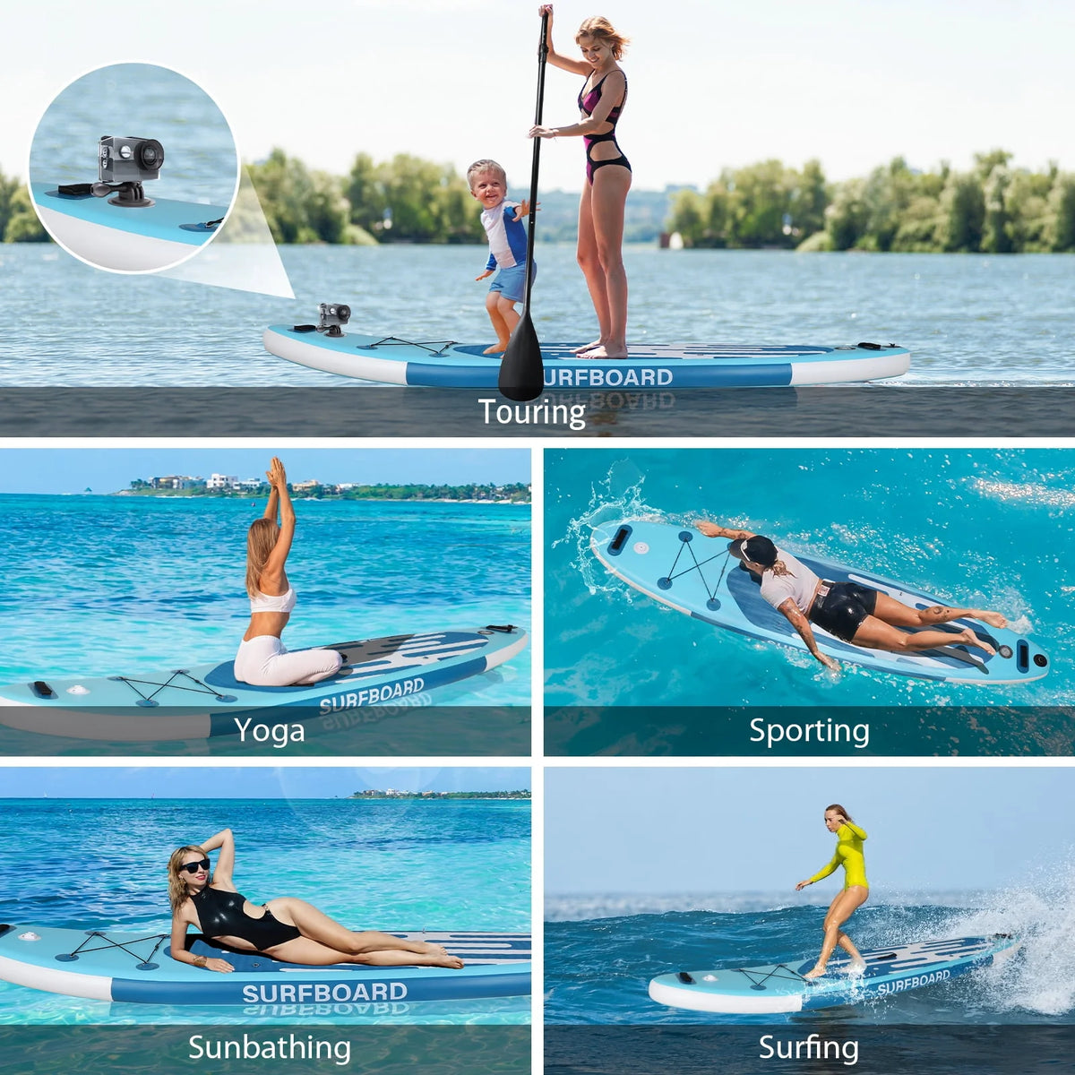 11 Ft Inflatable Stand Up Paddle Board and Sit-on Kayak Set, Non-Slip Deck SUP Paddle Board with SUP Accessories & Backpack, Blue H3989