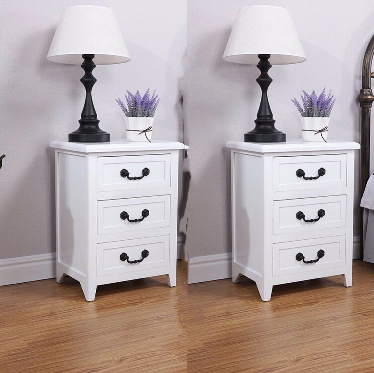 Solid Wood 3-drawer Nightstand B394
