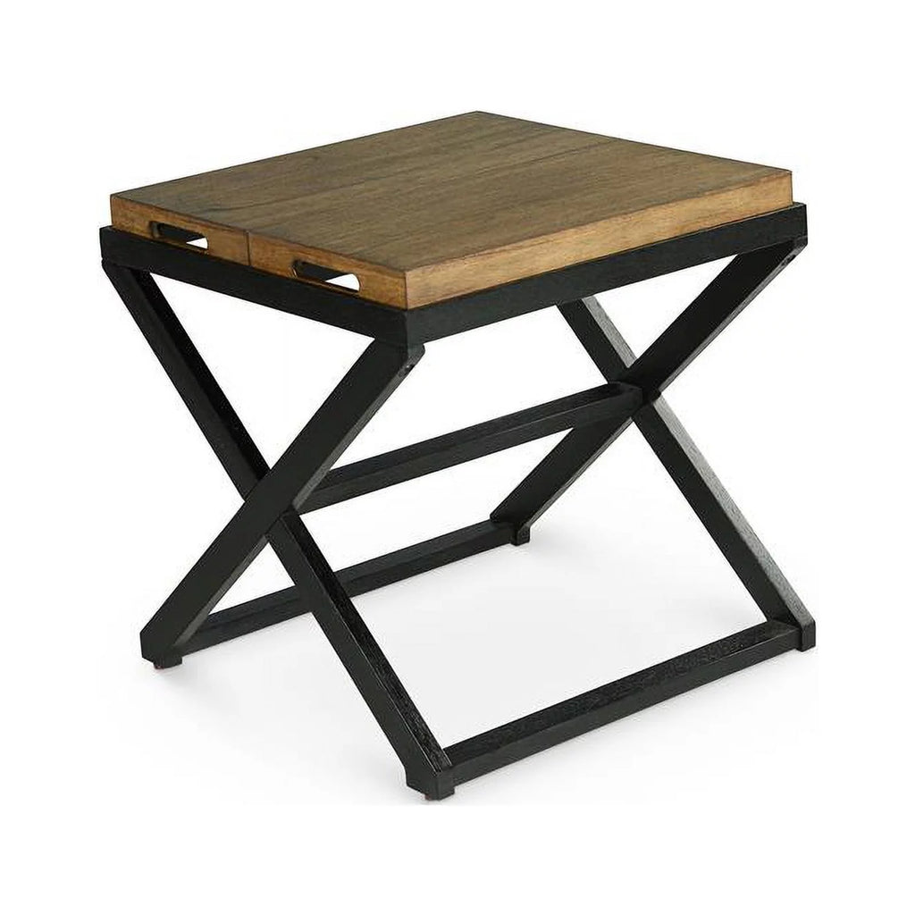 Walnut and Ebony Solid Wood End Table Q702271