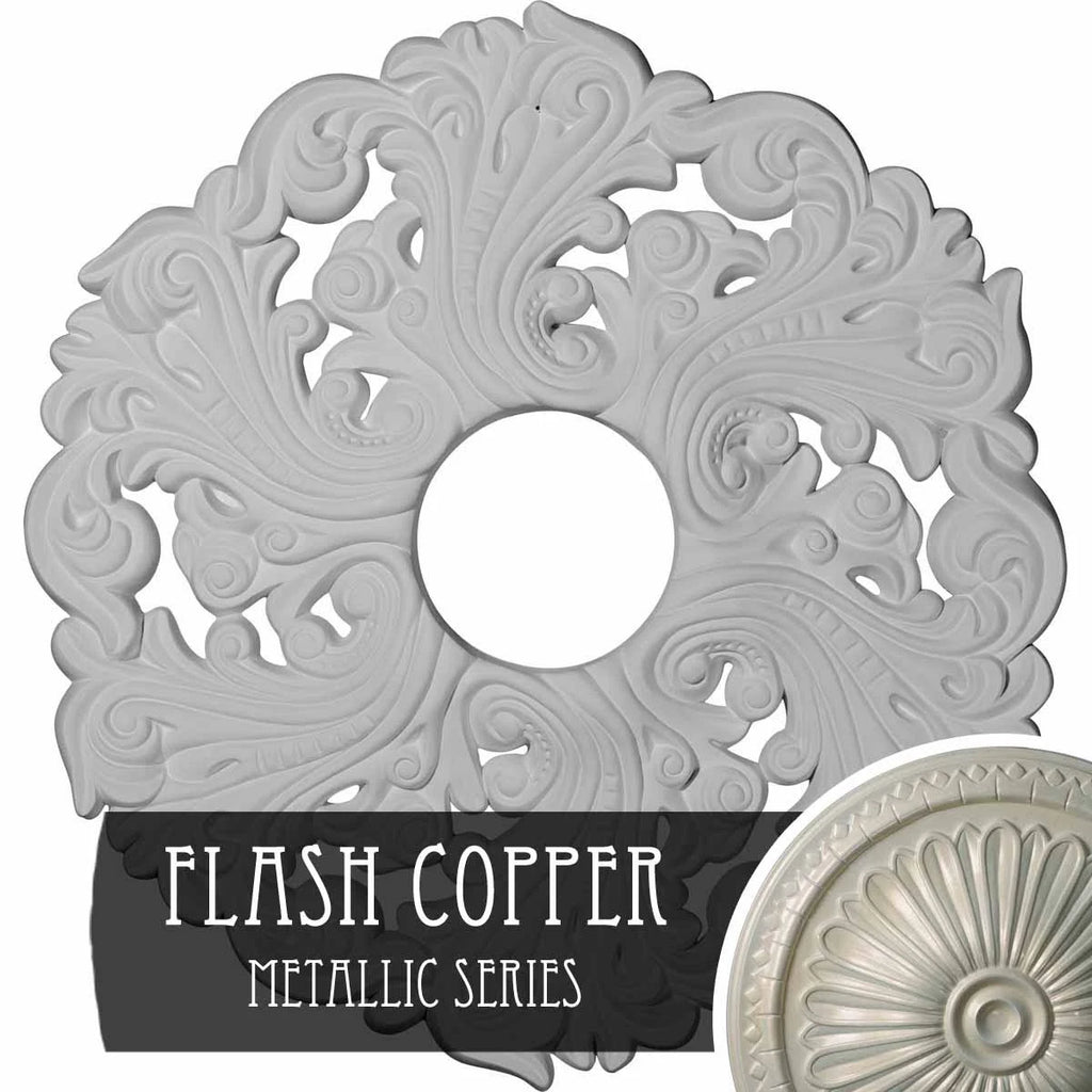 19 5/8x22OD x 4 3/4x22ID x 1 3/4x22P Hand-Painted Flash Copper Ceiling Medallion R60855