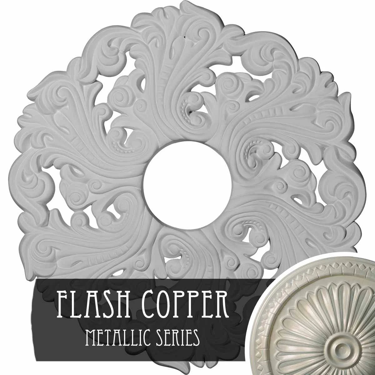 19 5/8x22OD x 4 3/4x22ID x 1 3/4x22P Hand-Painted Flash Copper Ceiling Medallion R60855