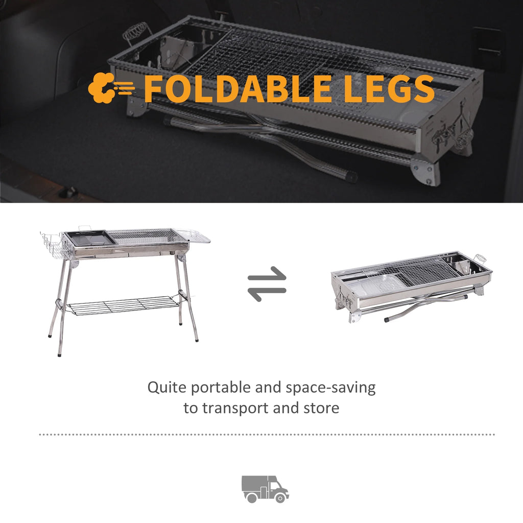 Portable Folding Charcoal BBQ Grill Stainless Steel A736899