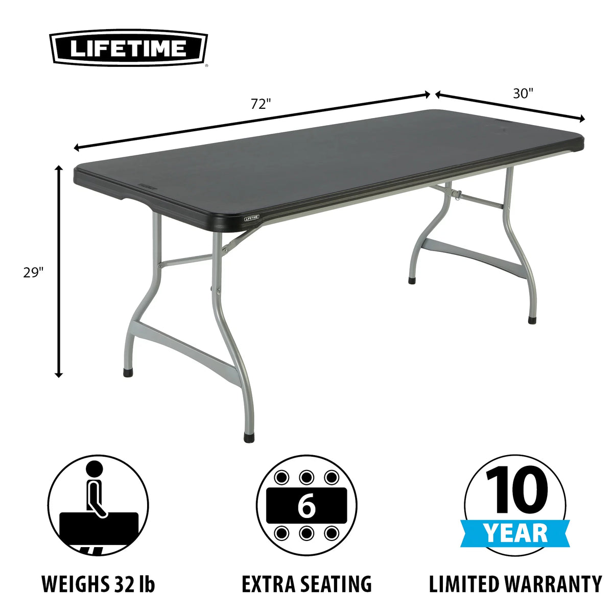 Black 6 Foot Folding Tables 4 Pack C316749