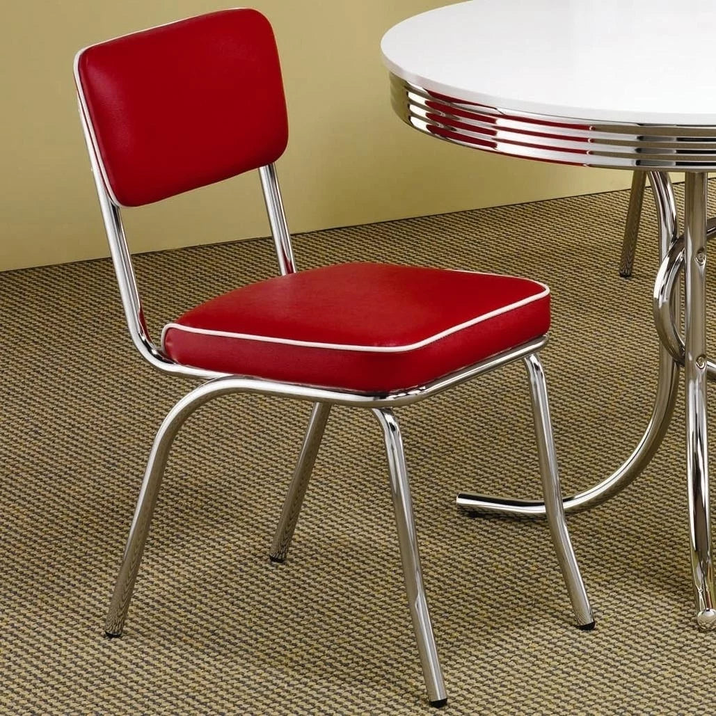 Red and Chrome Open Back Side Chairs Set of 2 M858465