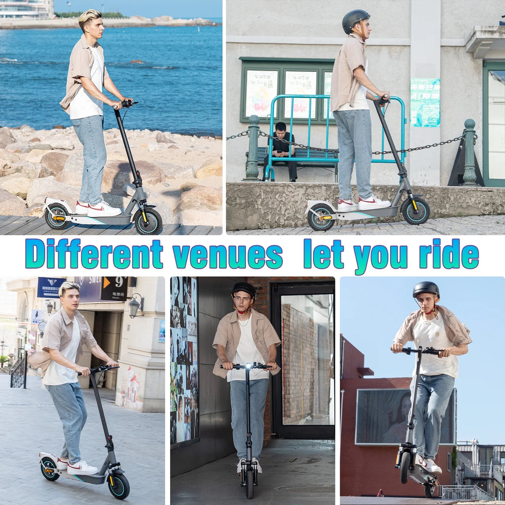 Electric Scooter with 10 Solid Tires, 500W Motor, Folding, Gray V26047